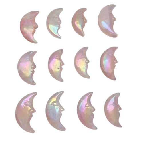 Aura Coated Rose Quartz Moon