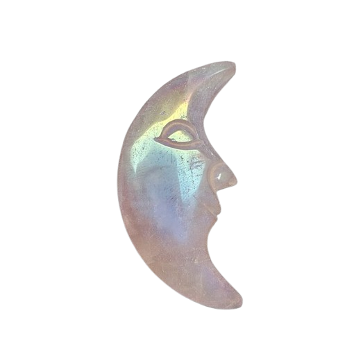 Aura Coated Rose Quartz Moon