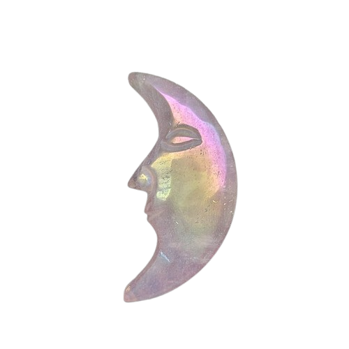 Aura Coated Rose Quartz Moon