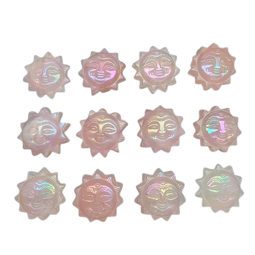 Aura Coated Rose Quartz Sun